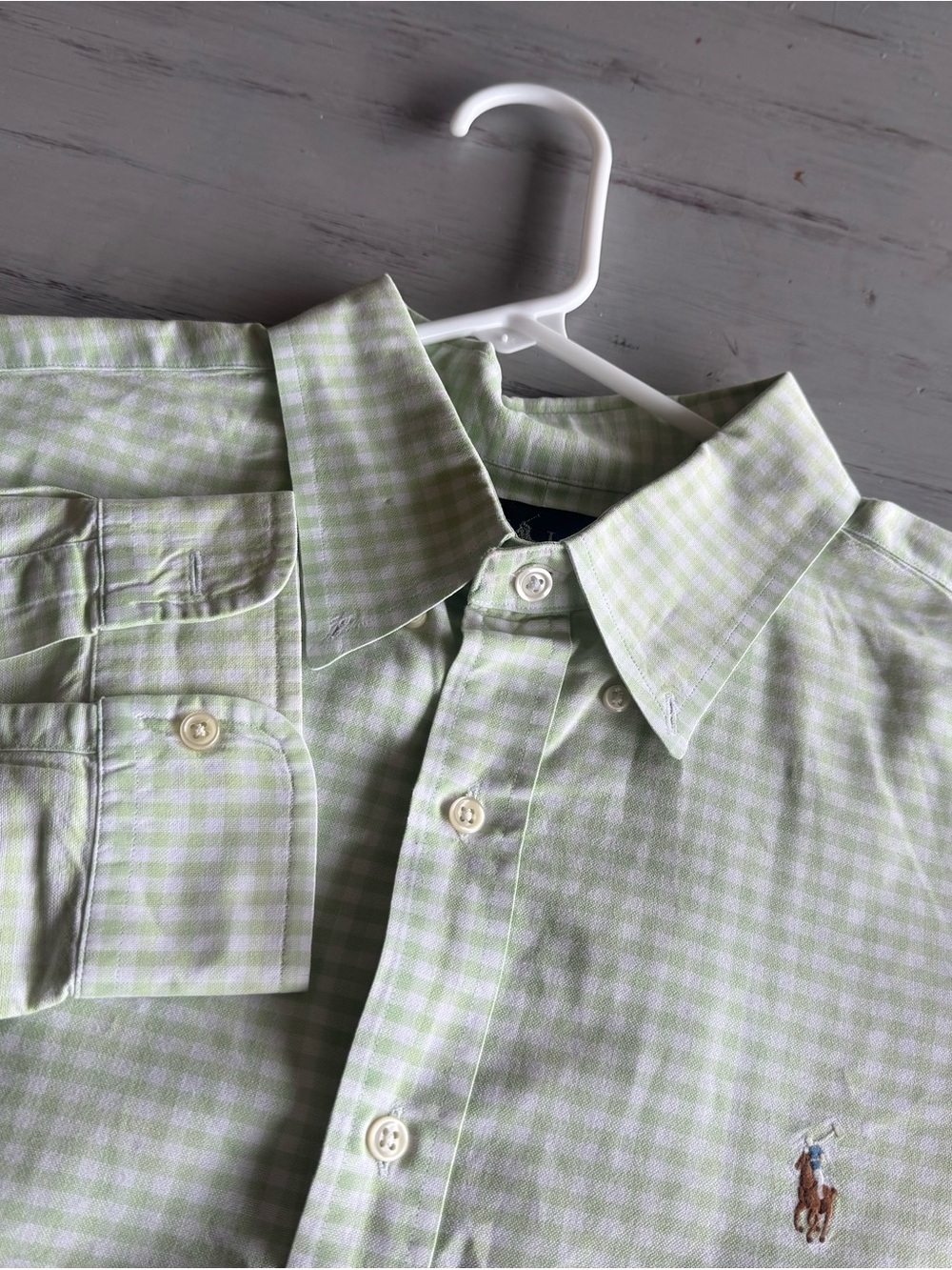 Ralph Lauren Men’s XL Classic Fit Green Gingham Button Down Shirt